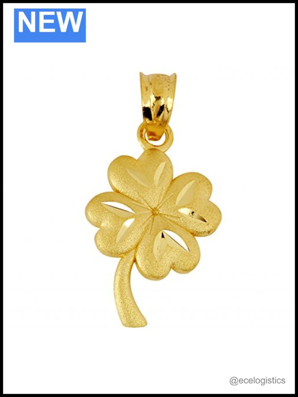 14K Yellow Gold Lucky Irish 4-Leaf Clover Celtic Pendant